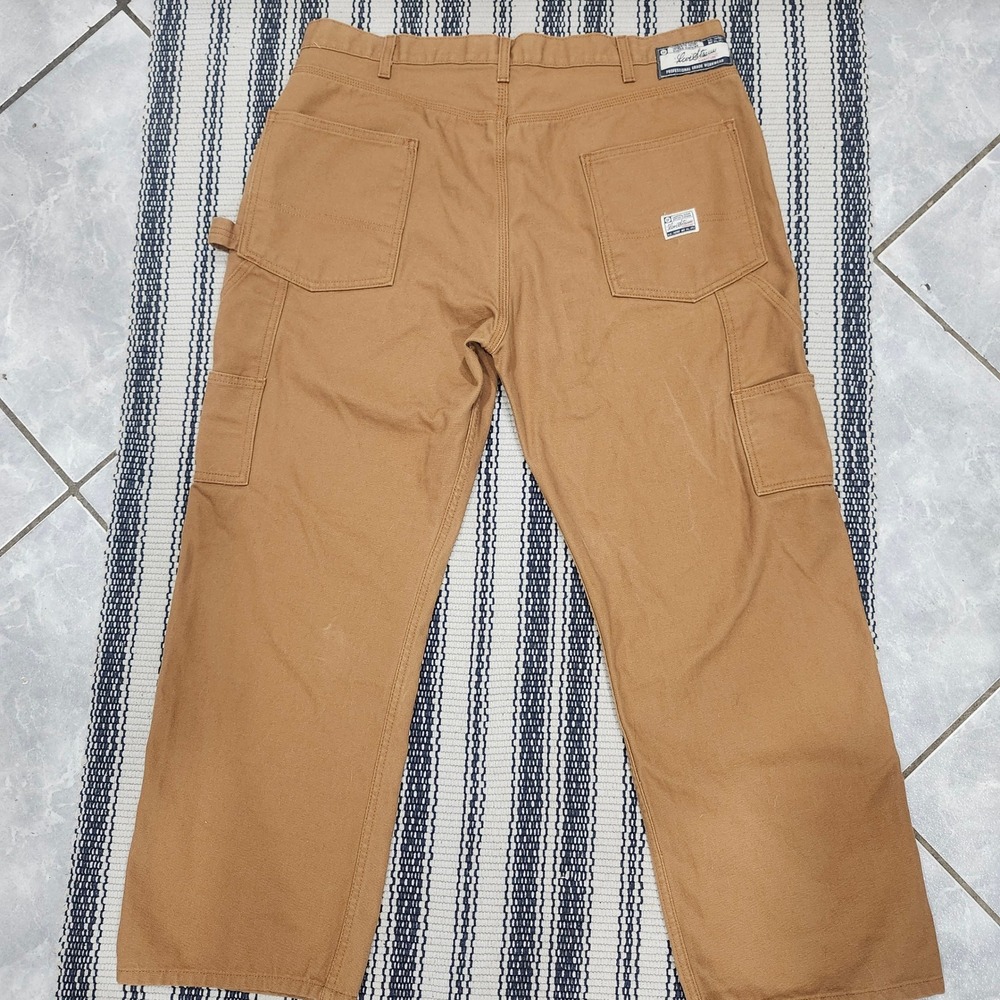 Levi Strauss Signature Mens 40x30 Brown Duck Canvas Carpenter Workwear Pants - Picture 5 of 8